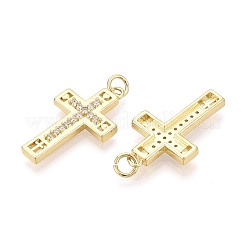 Pendentifs religieux en laiton sertis de micro-pavés de zircone cubique transparente&nbsp;KK-T080-49G