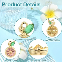 8шт 4 цвета латунные микро проложить кубический цирконий шармы&nbsp;KK-YW0004-12