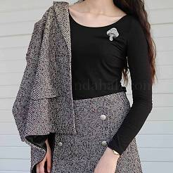 Брошь-гриб из кубического циркония JBR102E