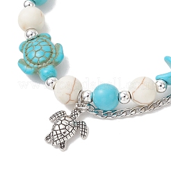 2шт. эластичные браслеты из синтетических бирюзовых бусин&nbsp;BJEW-JB13292