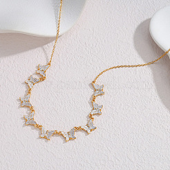 Collares multicolgantes de mariposa con cristales y rhinestone de acero inoxidable 304 para mujer&nbsp;WG50282-01