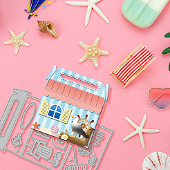 Stanzschablonen aus Kohlenstoffstahl mit Strandhausmotiv&nbsp;DIY-WH0309-3818