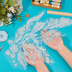 1 шт. полиэстер с вышитыми стеклянными украшениями&nbsp;DIY-PH0031-82A