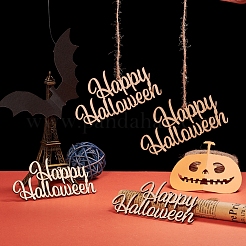 Mot joyeux halloween ornements de découpes en bois vierges&nbsp;WOOD-L010-01