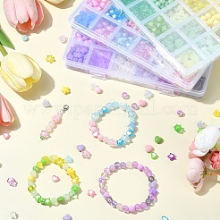 Наборы для изготовления браслетов из акриловых бусин с круглыми звездами и цветами своими руками&nbsp;DIY-YW0009-95