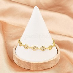 Браслеты-цепочки из латуни с микропаве из прозрачных кубических цирконий для женщин&nbsp;BJEW-A090-03G