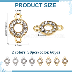 60 breloques de connecteur en alliage de cristal et strass&nbsp;FIND-PH0038-11B