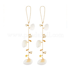 2 pezzo di decorazioni pendenti in conchiglia e lega&nbsp;HJEW-PH02270