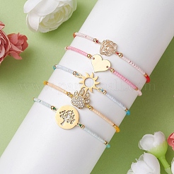 Braccialetti di perline intrecciate con semi di vetro per le donne&nbsp;BJEW-MZ00130