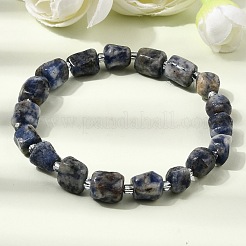 Stretcharmbänder aus natürlichem blauem Jaspis mit Säulenperlen&nbsp;GG-CBA05D5-01B-02
