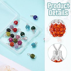 24 pieza de colgantes de rhinestone de arcilla polimérica hechos a mano en 12 colores&nbsp;PALLOY-SW0026-02