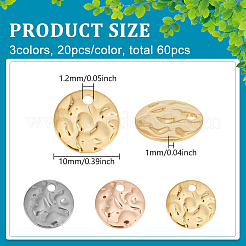 60 шт. 3-х цветные подвески из нержавеющей стали 304&nbsp;STAS-PH0006-60