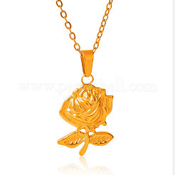 Женские ожерелья с подвеской в виде цветка розы из нержавеющей стали 304&nbsp;WN8082-2