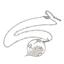 Colliers pendentifs en acier inoxydable 201 avec étoile creuse et prière pour le Ramadan et l'Aïd Moubarak&nbsp;NJEW-D318-04P