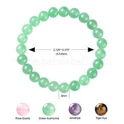 4 pièces 4 style rond perles de pierres précieuses mélangées naturelles bracelets extensibles pour femme fille&nbsp;BJEW-LS0001-04