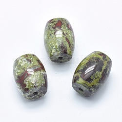 Natürliche Drachenblut Jaspis Perlen, halb gebohrt (Löcher auf beiden Seiten), Fass, 24.5~25x18 mm, Bohrung: 2.5~3 mm