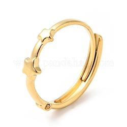 Chapado en iones (ip) 304 anillo ajustable de triple estrella de acero inoxidable para mujer, dorado, nosotros tamaño 7 3/4 (17.9 mm)