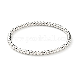 304 bracelet jonc rond en perles en acier inoxydable pour femme, couleur inoxydable, diamètre intérieur: 2~2-1/4 pouce (49.5~5.7 cm)