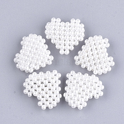 Handmade abs пластик имитация жемчужина тканые бисер, сердце, белые, 22.5x23~23.5x7~8 мм