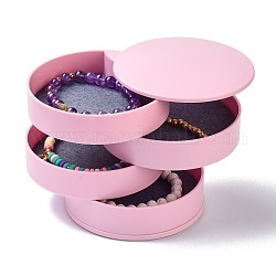 Plateau à bijoux de voyage rotatif à 4 couche, organisateur de bijoux avec feutre, pour bracelets bagues bracelets, rose, 10.05x10.4 cm, Taille intérieure: 96x79 mm