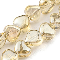 Brins de perles de verre plaqués électrolytiques, cœur, jaune verge d'or clair, 5.5x6x4mm, Trou: 0.9mm, Environ 110 pcs/chapelet, 23.23 pouce (59 cm)