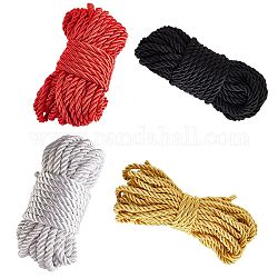 4 manojos de cordón de yute de 4 colores, cuerda de yute, hilo de yute, color mezclado, 5~8mm, aproximamente 10 m / paquete, 1 paquete / color