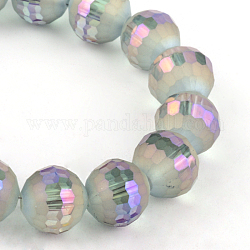 Fili di perle di vetro elettrolitico rotonde sfaccettate (96 sfaccettatura)., arcobaleno placcato, acqua, 9.5~10mm, Foro: 2 mm, circa 72pcs/filo, 26.7 pollice