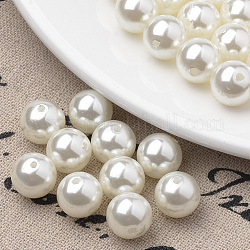Hebras de perlas de imitación de plástico ecológico, alto brillo, Grado A, redondo, crema, 4mm, agujero: 1 mm, aproximamente 200 pcs / cadena, 31.4 pulgada