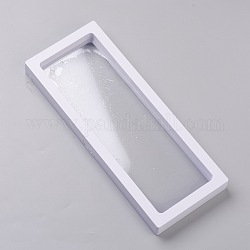 Rechteckige transparente 3D-Floating-Frame-Anzeige, für Ring Halskette Armband Ohrring, Münzständer, aa Medaillons, weiß, 23.2x2x9.1 cm, Innendurchmesser: 209x69 mm