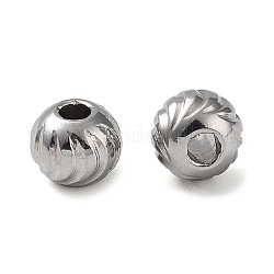 Perles en 303 acier inoxydable, ronde avec motif de lune, couleur inoxydable, 5x4mm, Trou: 1.6mm