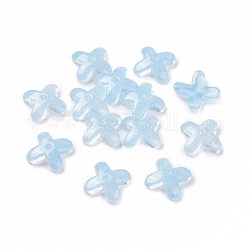 Glass Beads, for Jewelry Making, Flower, Light Sky Blue, 9.5x9.5x3.5mm, Hole: 1mm
