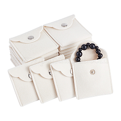 Sacs de rangement de bijoux velet, avec des boutons-pression, carrée, cornsilk, 5.8x5.9x0.85 cm