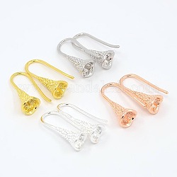 Brass Earring Hooks for Earring Design, for Half Drilled Beads, Mixed Color, 23x6mm, Pin: 0.7 & 0.8mm