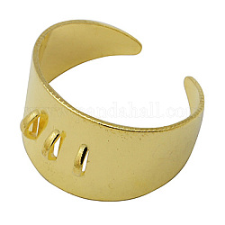Vástagos de anillo de latón, bases del anillo del lazo, para la fabricación de la joya, ajustable, color de oro, tamaño: aproximamente 13.5 mm de ancho, 19 mm de diámetro interior