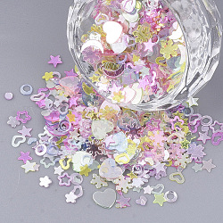 Ornament Zubehör, PVC-Kunststoff paillette / Pailletten Perlen, Mischformen, Mischfarbe, 2~6x1.5~6x0.4 mm