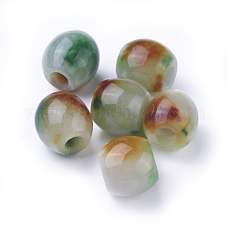 Perles naturelles en jade du Myanmar/jade birmane, teinte, baril, 12.5~13.5x13~14mm, Trou: 5mm