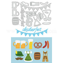 Oktoberfest fustelle in acciaio al carbonio, per scrapbooking diy, album di foto, carta decorativa goffrata, colore acciaio inossidabile, birra e hot dog, modello di vestiti, 125x196x0.8mm