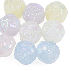 Perles acryliques placage irisé arc-en-ciel, perles de paillettes, fleur, couleur mixte, 16x19x19mm, Trou: 3mm