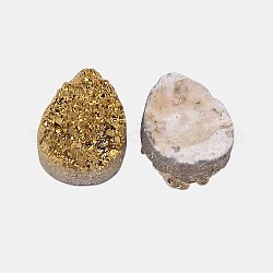 Galvanisieren natürlichen druzy Kristall cabochons, flache Träne, gefärbt, golden, 20x15x4~8 mm