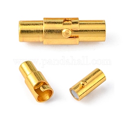 真鍮製ロッキングチューブマグネットクラスプ  コラム  ゴールドカラー  15x4mm  穴：2.8mm