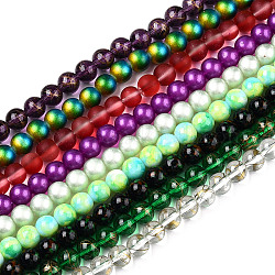 Mixed Painted Round Glass Beads Strands, Mixed Color, 8mm, Hole: 1mm, about 105pcs/strand, 31.8 inch