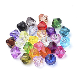 Perles en acrylique transparente, Toupie, couleur mixte, 6x5.5mm, Trou: 1.5mm, environ 6120 pcs/500 g