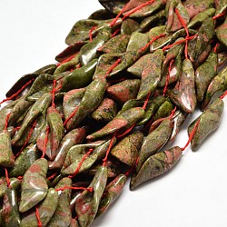 Natural Unakite Bead Strands, Calla Lily, 32~38x14~18x11mm, Hole: 1mm, about 10pcs/strand, 16inch