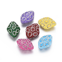Perles de zircone cubique, avec des yeux de chat, losange, couleur mixte, 35~36.5x24.5~25.5x10.5~11.5mm, Trou: 1mm