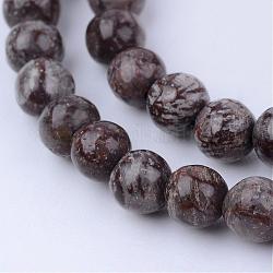 Naturschneeflocke Obsidian Perlen Stränge, Runde, 8~8.5 mm, Bohrung: 1 mm, ca. 47 Stk. / Strang, 15.5 Zoll