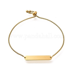 304 bracciale scorrevole a catena in acciaio inossidabile, bracciali a maglie rettangolari ovali vuote per donna, oro, 10-1/4 pollice (26.1 cm)