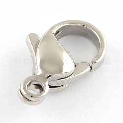 Polished 316 Surgical Stainless Steel Lobster Claw Clasps, Parrot Trigger Clasps, Stainless Steel Color, 13x9x4mm, Hole: 1.5mm