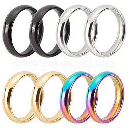 Dicosmetic 8 pz 4 colori 304 semplici anelli a fascia semplice in acciaio inox per le donne, colore misto, misura degli stati uniti 4 1/2 (15.2mm), 2 pz / colore