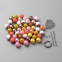 DIY Beaded Bracelet Pendant Decoration Making Kit, Including Acrylic Round Beads, Lobster Claw Clasps, Chain Extenders, Mixed Color, Beads: 115Pcs/set