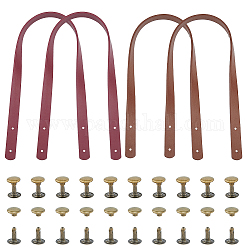 Superfundings 4 Satz 2-farbige Taschengriffe aus PU-Leder, mit Eisennieten, für Handtaschengriffe, Taschenherstellungszubehör, Mischfarbe, 60x1.85x0.35 cm, Bohrung: 3 mm, 2 Sätze / Farbe